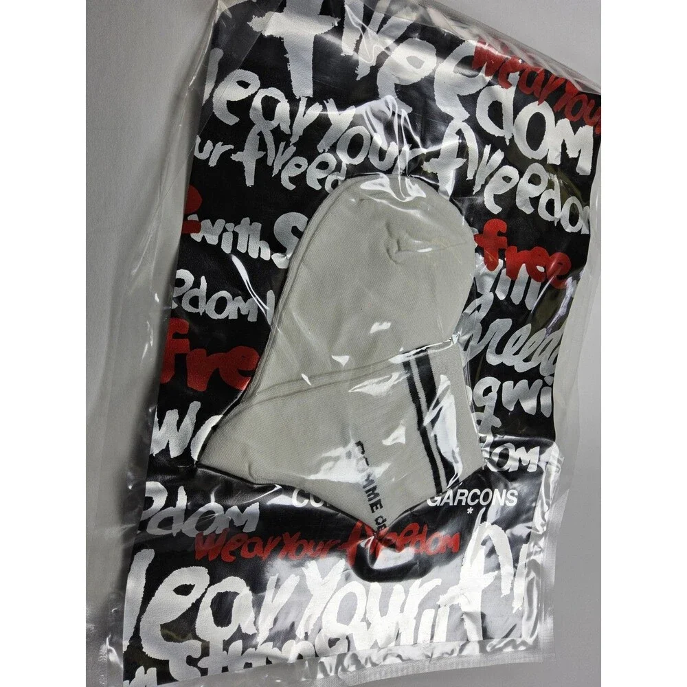 Comme des Garcons Logo White Stripe Quarter Socks Japan Size L